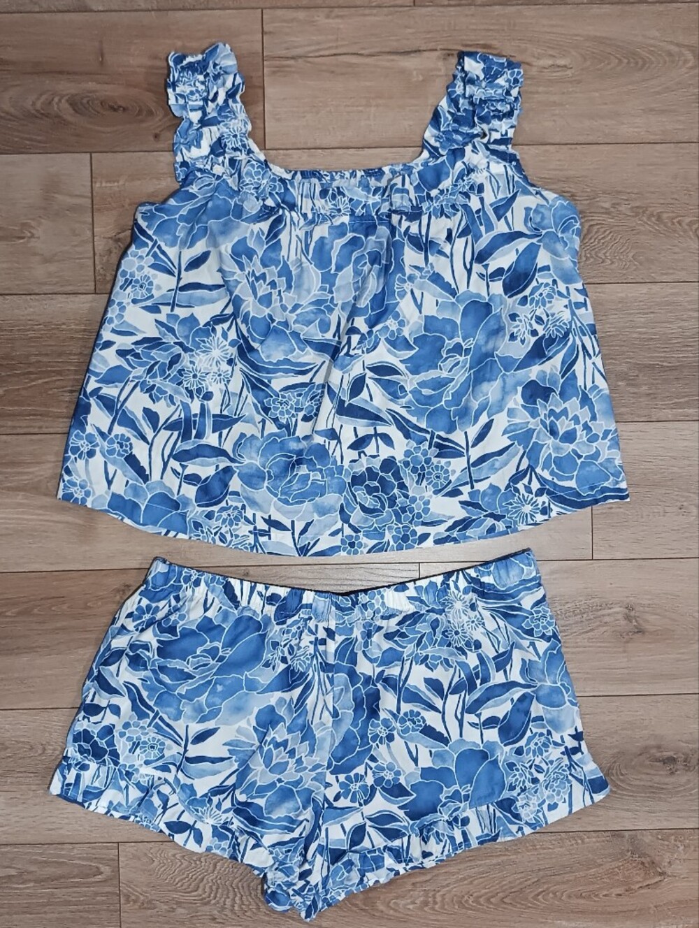 GAP Ruffle Tank Shorts Sleep Set Floral Print - Picture 4 of 11